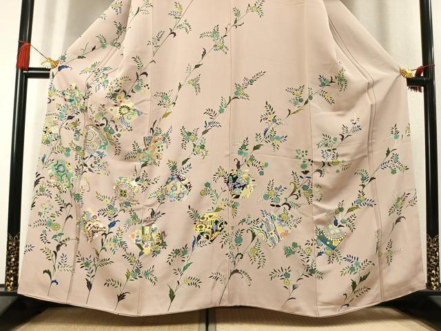 平和屋着物●訪問着 駒刺繍 色紙花文 金彩 正絹 逸品 AABL8209fy