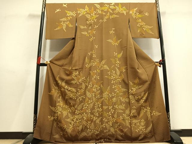 平和屋着物●衣装演出家 前田親男 訪問着 型染め 枝葉文 正絹 逸品 AABL8212fy