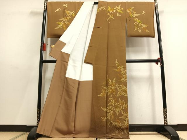 平和屋着物●衣装演出家 前田親男 訪問着 型染め 枝葉文 正絹 逸品 AABL8212fy