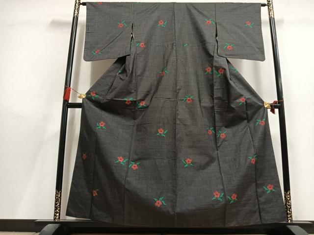 平和屋着物●本場大島紬 7マルキ 総絣 草花文 逸品 AABL8217fy