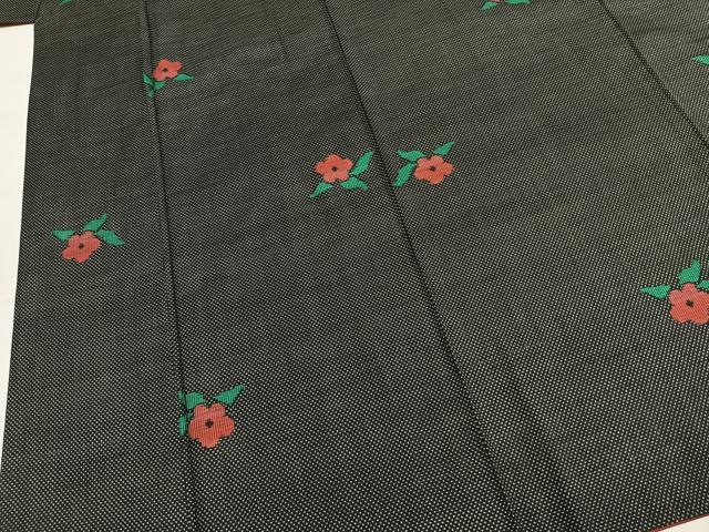 平和屋着物●本場大島紬 7マルキ 総絣 草花文 逸品 AABL8217fy