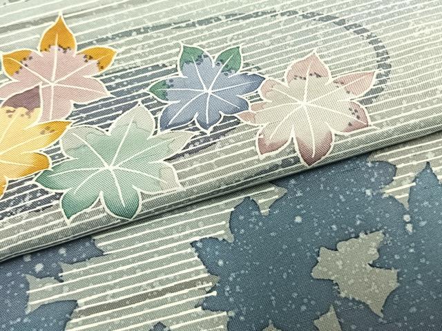 平和屋着物●石川県指定無形文化財 牛首紬 白山工房 手織り 訪問着 舞葉文 シルエット 正絹 逸品 AABL8219fy