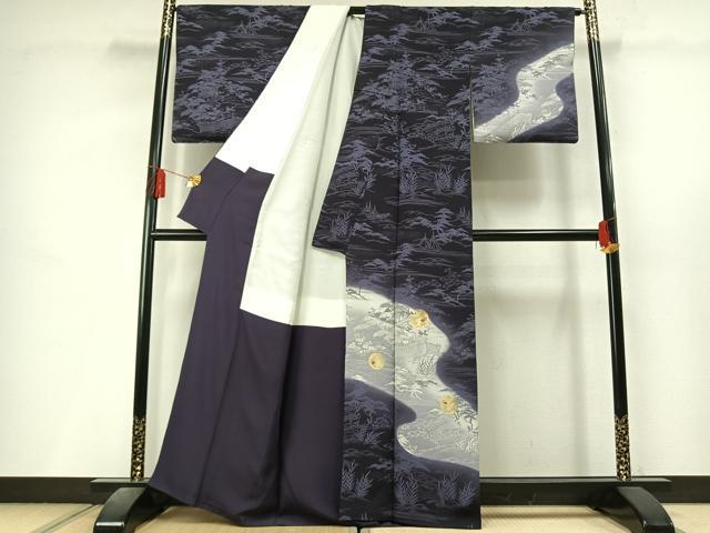 平和屋着物●訪問着 刺繍 風景花文 暈し染め 金糸 金彩 正絹 逸品 AABL8222fy