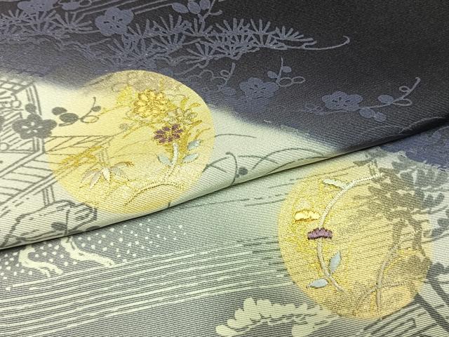 平和屋着物●訪問着 刺繍 風景花文 暈し染め 金糸 金彩 正絹 逸品 AABL8222fy