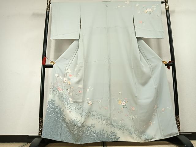 平和屋着物●訪問着 友禅 枝花文 シルエット 暈し染め 正絹 逸品 AABL8238fy