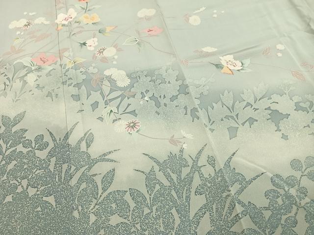 平和屋着物●訪問着 友禅 枝花文 シルエット 暈し染め 正絹 逸品 AABL8238fy