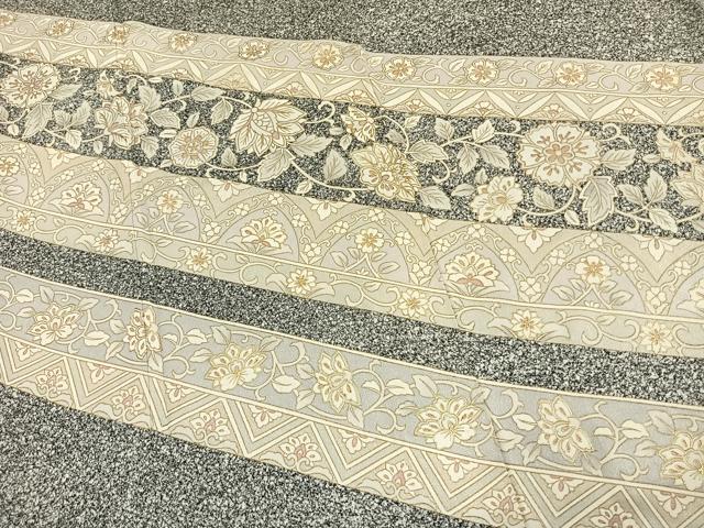平和屋着物●訪問着 作家物 更紗熨斗花文 たたき染め 金彩 鈴乃屋扱い 正絹 逸品 AABL8239fy