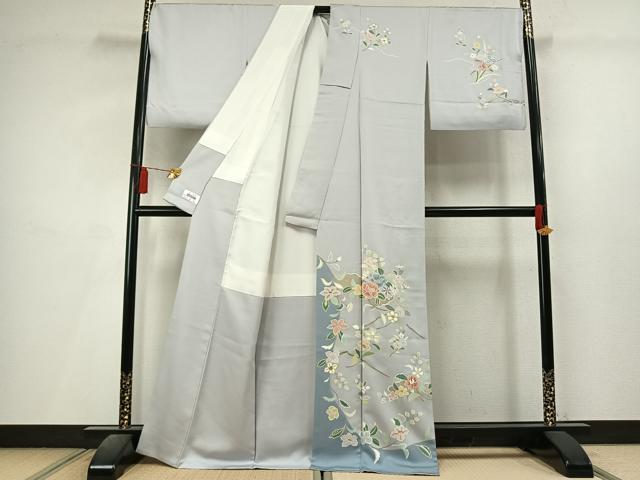 平和屋着物●訪問着 枝花文 暈し染め 金彩 正絹 逸品 AABL8247fy