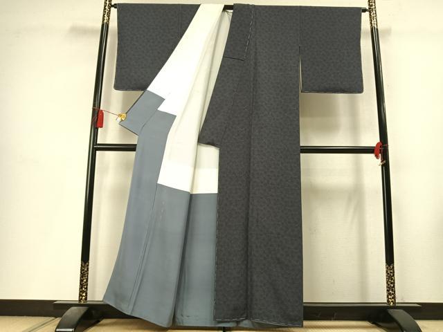 平和屋着物●人間国宝 初代 六谷梅軒(六谷紀久男)錐彫り 重要無形文化 財伊勢型紙 江戸小紋 花尽くし 正絹 逸品 AABL8248fy