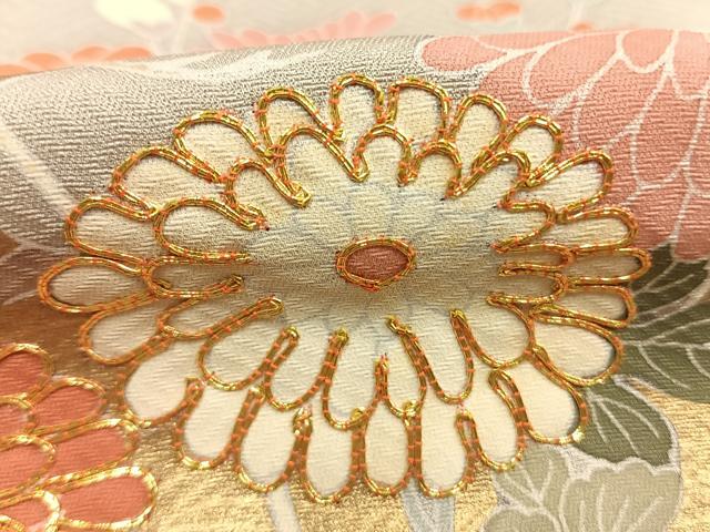 平和屋着物●豪華色留袖 駒刺繍 草花文 金彩 正絹 逸品 AABL8250fy