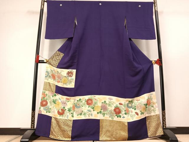 平和屋着物●豪華色留袖 駒刺繍 草花文 暈し染め 金彩 正絹 逸品 AABL8254fy