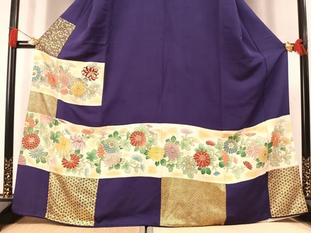 平和屋着物●豪華色留袖 駒刺繍 草花文 暈し染め 金彩 正絹 逸品 AABL8254fy