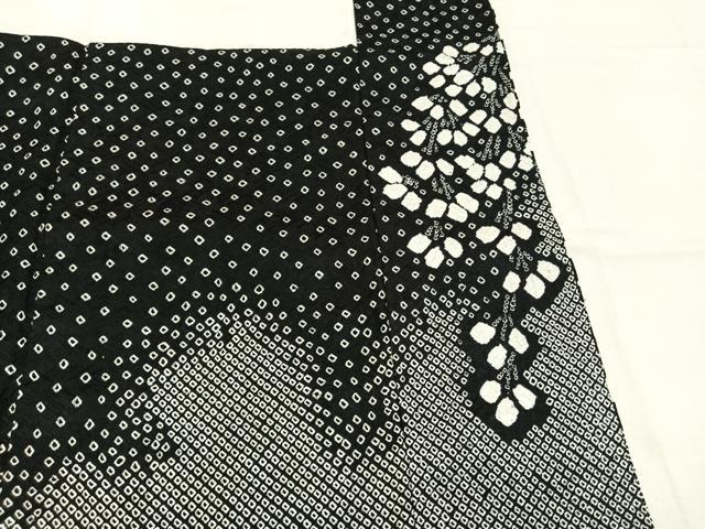平和屋着物●訪問着 総絞り 枝花文 黒地 正絹 逸品 AABL8256fy