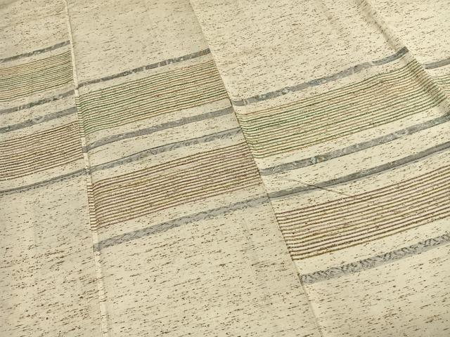 平和屋着物●訪問着 ぜんまい紬 横縞 ロング丈 正絹 逸品 AABL8262fy