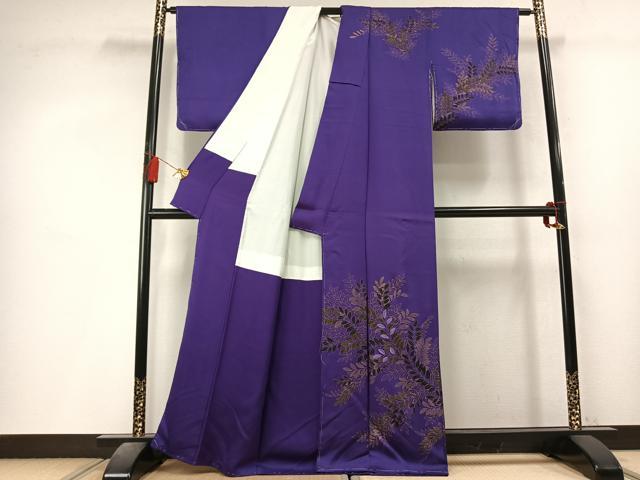 平和屋着物●訪問着 刺繍 草葉文 金彩 正絹 逸品 AABL8278fy
