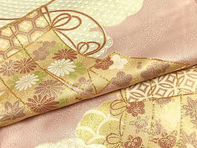 平和屋着物●訪問着 駒刺繍 熨斗花文 金彩 正絹 逸品 AABL8283fy