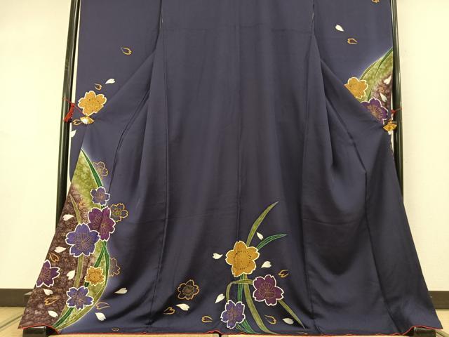 平和屋着物●豪華振袖 舞桜文 暈し染め 金彩 正絹 逸品 AABL8284fy