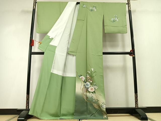 平和屋着物●訪問着 草花文 暈し染め 金銀彩 正絹 逸品 AABL8286fy