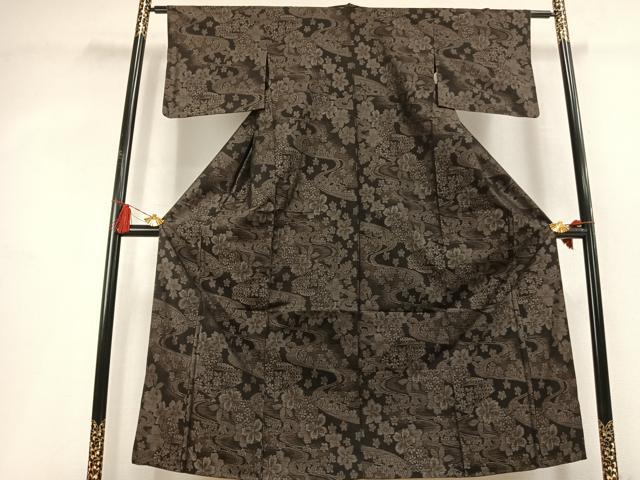 平和屋着物●本場大島紬 扇面花文 正絹 逸品 AABL8296fy