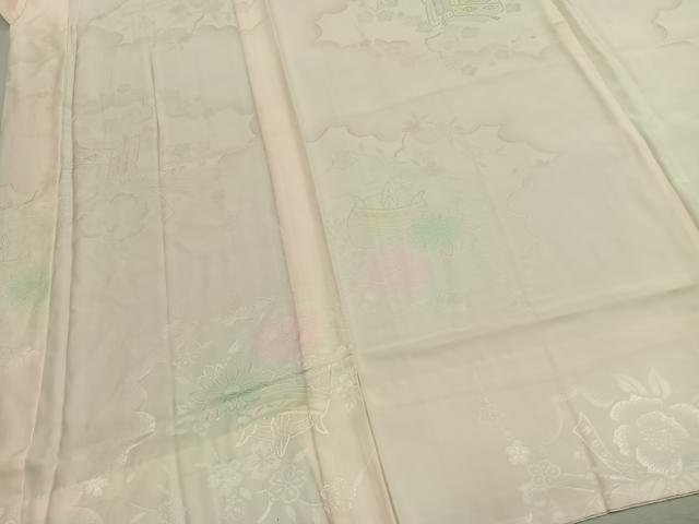 平和屋着物●振袖用長襦袢 無双仕立て 糸巻花地紋 暈し染め 正絹 逸品 AABL8308fy