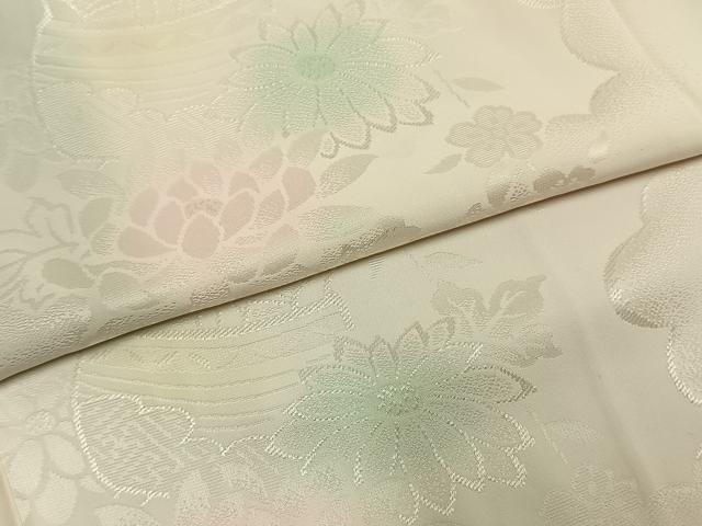 平和屋着物●振袖用長襦袢 無双仕立て 糸巻花地紋 暈し染め 正絹 逸品 AABL8308fy