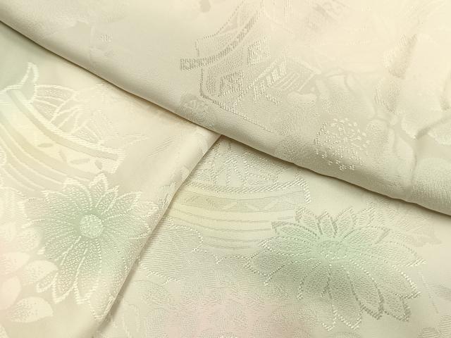 平和屋着物●振袖用長襦袢 無双仕立て 糸巻花地紋 暈し染め 正絹 逸品 AABL8308fy