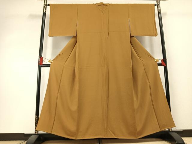 平和屋着物●上質な色無地 黄橡色 正絹 逸品 AABL8311fy