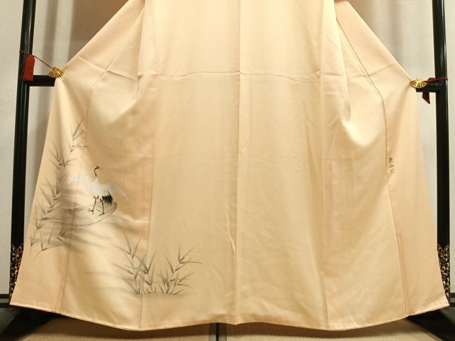 平和屋着物●訪問着 作家物 手描き 鶴 暈し染め 正絹 逸品 AABL8318fy