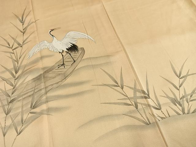 平和屋着物●訪問着 作家物 手描き 鶴 暈し染め 正絹 逸品 AABL8318fy