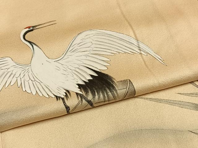 平和屋着物●訪問着 作家物 手描き 鶴 暈し染め 正絹 逸品 AABL8318fy