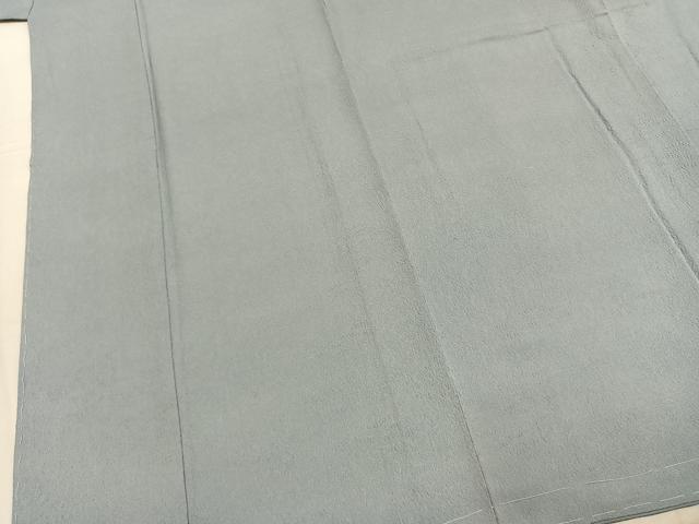 平和屋着物●京加賀友禅 百貫達雄 色無地 草花地紋 灰青色 正絹 逸品 未使用 AABL8331fy