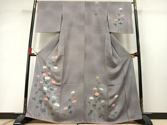 平和屋着物●訪問着 友禅 草花文 正絹 逸品 未使用 AABL8336fy