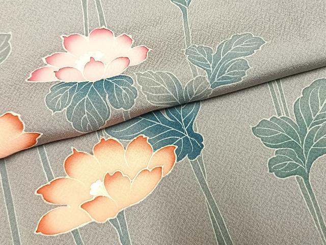 平和屋着物●訪問着 友禅 草花文 正絹 逸品 未使用 AABL8336fy