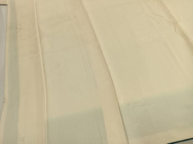 平和屋着物●上質な色無地 草花地紋 鳥の子色 正絹 逸品 AABL8367fy