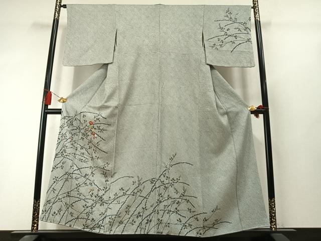 平和屋着物●訪問着 総絞り 刺繍 枝花文 金糸 正絹 逸品 AABL8378fy