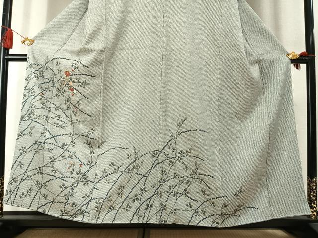 平和屋着物●訪問着 総絞り 刺繍 枝花文 金糸 正絹 逸品 AABL8378fy