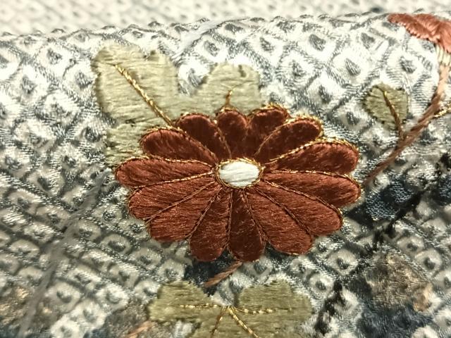平和屋着物●訪問着 総絞り 刺繍 枝花文 金糸 正絹 逸品 AABL8378fy