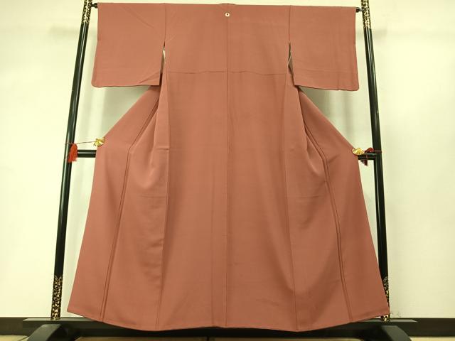 平和屋着物●上質な色無地 蘇芳香色 正絹 逸品 AABL8390fy