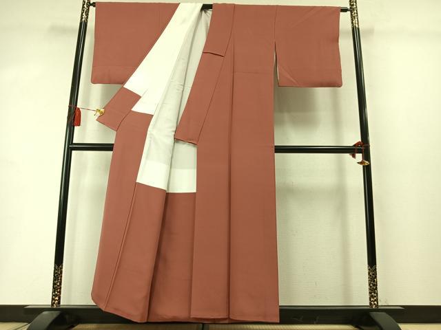 平和屋着物●上質な色無地 蘇芳香色 正絹 逸品 AABL8390fy