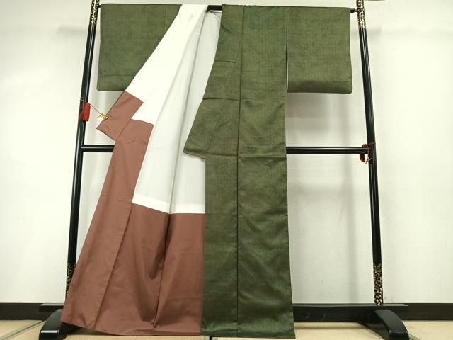 平和屋着物●上質な紬 霞文 正絹 逸品 AABL8414fy