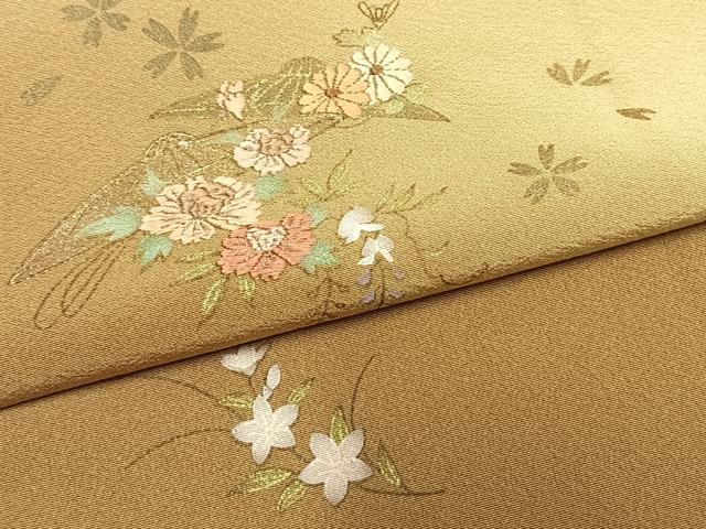 平和屋着物●訪問着 刺繍 草花文 暈し染め 金糸 金彩 正絹 逸品 AABL8418fy