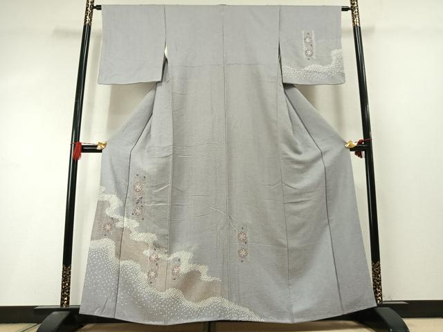 平和屋着物●中国三大刺繍 スワトウ刺繍 汕頭刺繍 訪問着 絞り 花鳥文 金銀彩 やまと誂製 正絹 逸品 AABL8431fy
