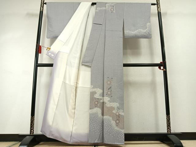 平和屋着物●中国三大刺繍 スワトウ刺繍 汕頭刺繍 訪問着 絞り 花鳥文 金銀彩 やまと誂製 正絹 逸品 AABL8431fy
