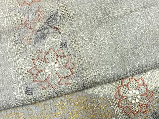平和屋着物●中国三大刺繍 スワトウ刺繍 汕頭刺繍 訪問着 絞り 花鳥文 金銀彩 やまと誂製 正絹 逸品 AABL8431fy