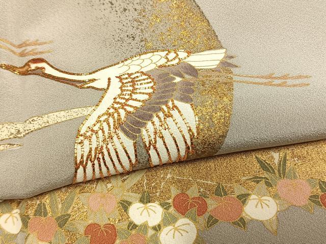 平和屋着物●豪華色留袖 駒刺繍 飛鶴花文 金彩 正絹 逸品 未使用 AABL8438fy