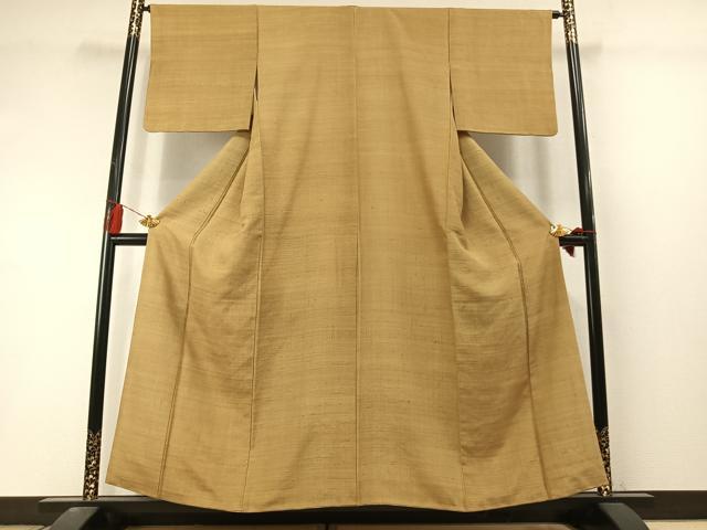 平和屋着物●上質な紬 色無地 桑染色 正絹 逸品 AABL8440fy