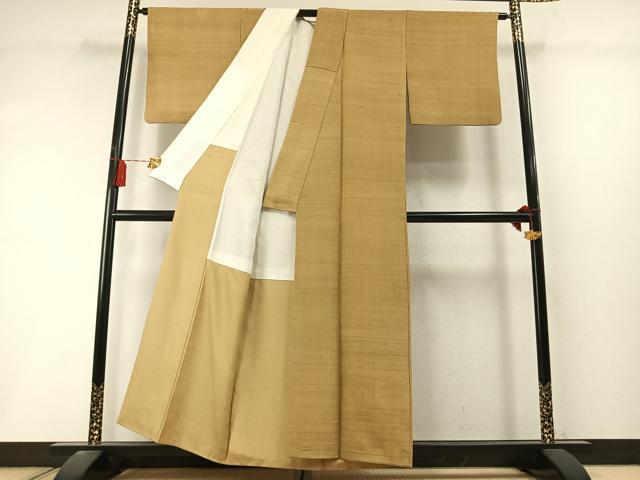 平和屋着物●上質な紬 色無地 桑染色 正絹 逸品 AABL8440fy