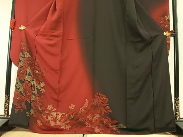 平和屋着物●豪華振袖 草花文 暈し染め 金彩 正絹 逸品 未使用 AABL8441fy