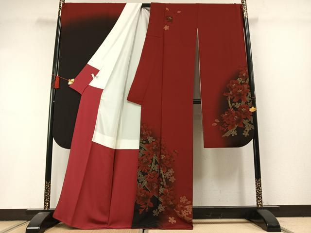 平和屋着物●豪華振袖 草花文 暈し染め 金彩 正絹 逸品 未使用 AABL8441fy
