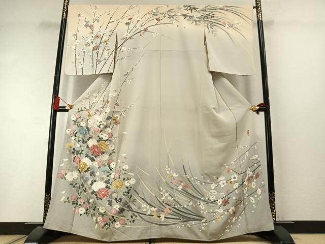 平和屋着物●訪問着 作家物 枝花文 暈し染め 正絹 逸品 AABL8450fy